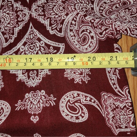 Lucky Brand Womens M Burgundy BOHO Paisley Print Chiffon Blouse Top Hippie Flowy - Picture 13 of 16